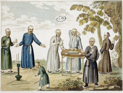 Jeux et hommes buvant du thé en Chine - Unknown artist