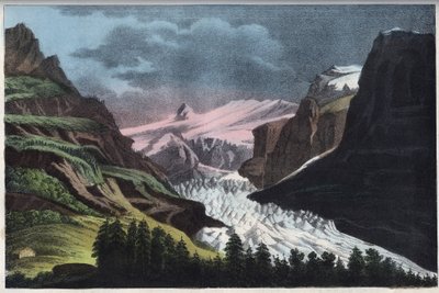 Glacier de Grindelwald en Suisse - Suisse, glacier de Grindelwald au 19ème siècle - gravure de "Usi e Costumi di Tutti i Popoli dell