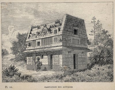 Habitation des Aztèques - gravure de 1889 dans « Histoire de l
