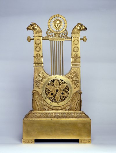 Horloge de cheminée en forme de harpe - Unknown artist