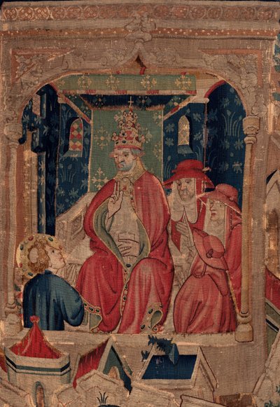 Histoire de Saint Piat et Saint Éleuthère, Scène 9 : Saint Éleuthère est confirmé comme évêque de Tournai (détail) - Unknown artist