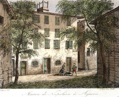 Maison de Napoléon à Ajaccio - Gravure en couleur du XIXe siècle - Unknown artist