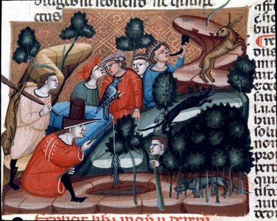 Scènes de chasse Miniature tirée du Code Justinien (Codex Justinianus), une collection de lois et d