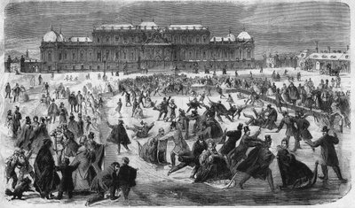 Patinage sur glace sur la place du Belvédère à Vienne en 1864. - Unknown artist