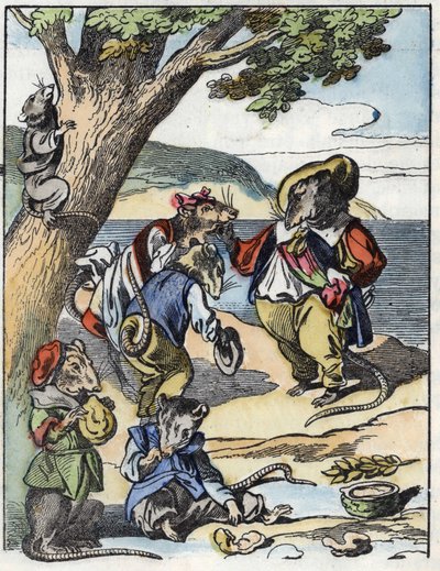 Illustration du conte "Le terrible Raminagrobis et les souris" d