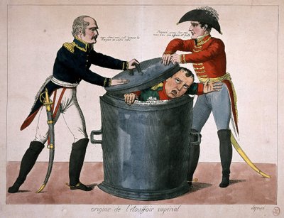 Suffocation impériale : Napoléon-I enfermé dans une poubelle, n.d. début du 19e siècle - Unknown artist