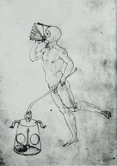 Dans un volume de Francesco di Giorgio apparaît ce dessin représentant un soufflet pour respirer sous l