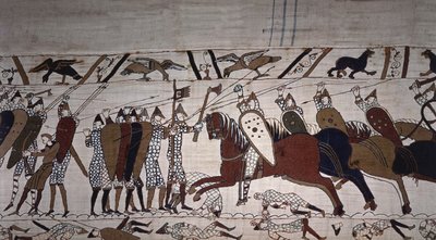Intendant Wadard (à cheval) et les hommes de la troupe de Guillaume - Tapisserie de Bayeux, dite Broderie de la reine Mathilde - Unknown artist