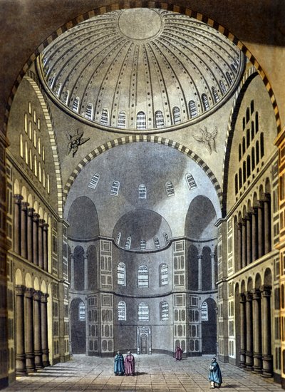 Intérieur de la mosquée Sainte-Sophie à Constantinople - dans « Le costume ancien et moderne » par Ferrario, éd. Milan - Unknown artist
