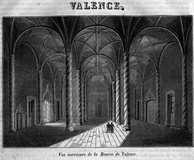 Vue intérieure de la Bourse de Valence au 19ème siècle. - Unknown artist