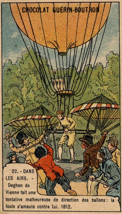 Jacob Deghen (Degen) a tenté de diriger des aérostats en 1812 à Vienne - Unknown artist
