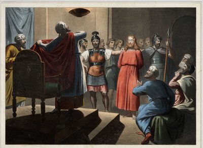 Jésus devant Caïphe. Gravure anonyme du milieu du XIXe siècle. - Unknown artist