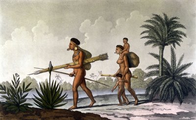 Kerengnatnuck, chef des Botocudos, et sa famille (Brésil) - dans « Le costume ancien et moderne » de Ferrario, éd. Milan - Unknown artist