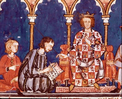 Le roi Alphonse X le sage assiste un scribe (détail) - Unknown artist