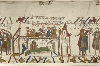 Le roi Édouard le Confesseur sur son lit de mort, Tapisserie de Bayeux - Unknown artist
