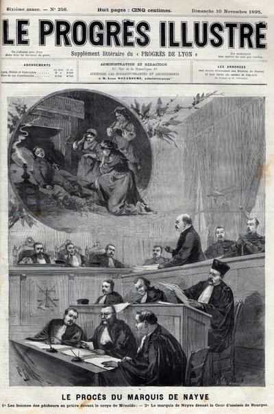 Le procès du marquis de Nayve aux assises de Bourges en 1895 - Gravure dans « Le Progrès illustré » de 1895 - Unknown artist