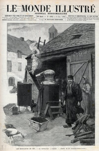 Les bouilleurs de cru - la distillation à domicile à Paris en 1895 - gravure dans « Le Monde Illustré » n°1993 de 1895 - Unknown artist