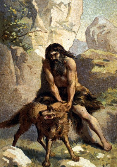 Lycanthropie : Délire de celui qui se croit transformé en loup. Chromo du 19ème siècle - Unknown artist