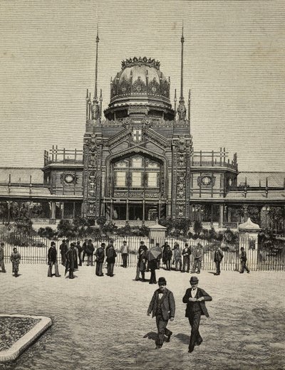 Façade principale de United Exhibitions, Milan, Italie, gravure d