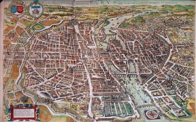 Carte et plan de Paris avec vue des îles et des faubourgs. 17ème siècle. Paris, B.N. - Unknown artist