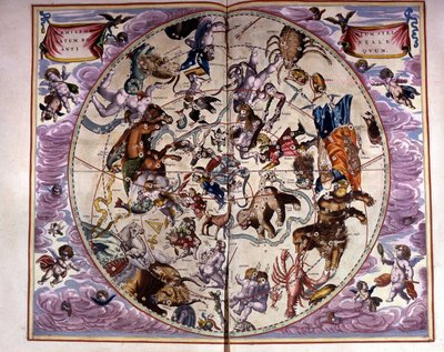 Carte du ciel et signes du zodiaque - fac-similé d