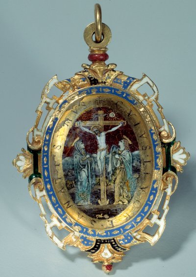 Médaillon en émail sur or rond décoré de crucifixion et fuite en Égypte. Début du XVIe siècle. Paris. Musée du Louvre - Unknown artist