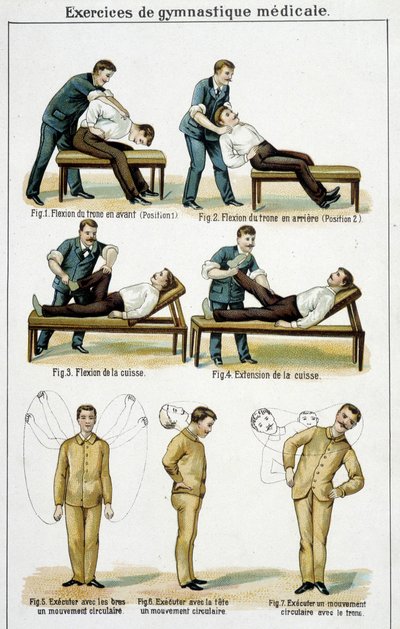 Exercices de gymnastique médicale - dans « Bilz, Médication naturelle », fin du 19e siècle - Unknown artist