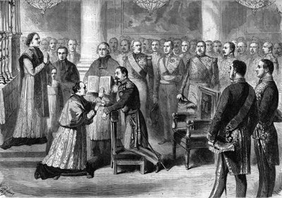 Mgr Georges Darboy (1813-1871) archevêque de Paris prêtant serment entre les mains de Napoléon III à la chapelle des Tuileries en 1863. - Unknown artist