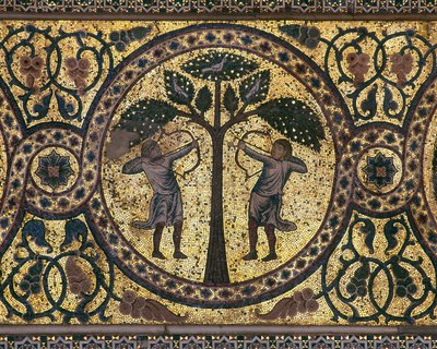 Mosaïque de la chasse royale (gros plan), la Salle de la Fontaine, 1165-67 - Unknown