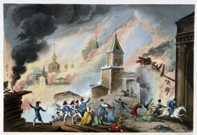Incendie de Moscou, septembre 1812 - dans « Guerres napoléoniennes » par Sutherland, Duburg, Londres - Unknown artist