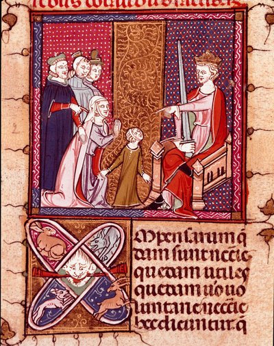 Mère et enfant devant un roi, représentant de la justice - Unknown artist