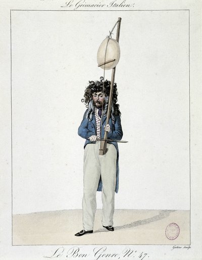 Musicien dans la rue: le grimacier italien - gravure, Carnavalet. - Unknown artist