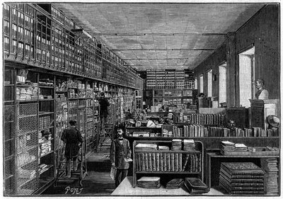 Bibliothèque nationale à Paris : bureau du catalogue. À l