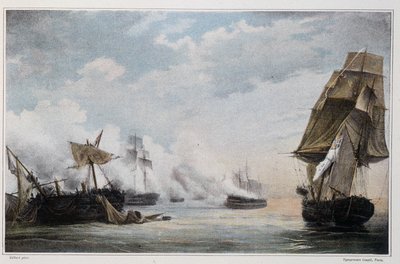 Bataille navale entre le navire français "Formidable" et les navires anglais, le "Cesar", le "Spencer", le "Venerable" et la frégate "Thames" devant Cadix le 13 juillet - Unknown artist
