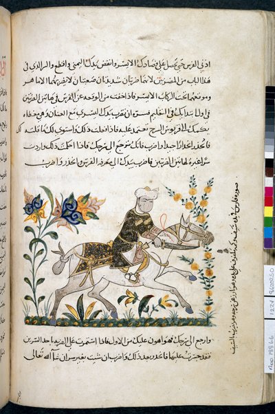 Nihāyat al-suʾal wa-al-umnīyah fī taʾlīm al-furūsīyah, Add MS 18866, f.122v, vers 1371 - Unknown artist