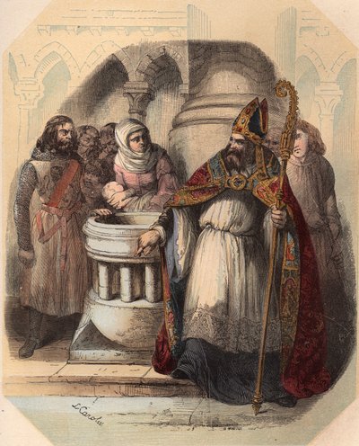 Notger (930-1008) (Notker de Liège), évêque de Liège, lors du baptême d