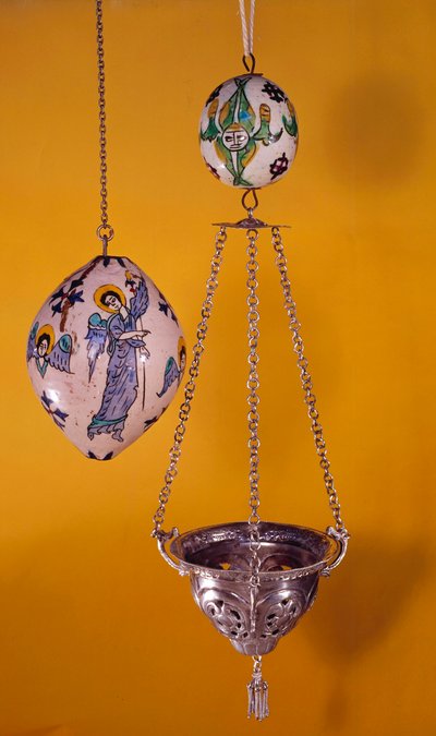 Art oriental : boules en faïence polychrome avec des anges - Unknown artist