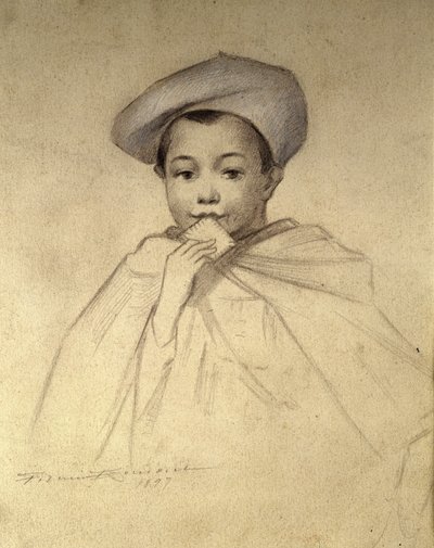 Portrait original utilisé comme logo pour les boîtes de biscuits LU - Unknown artist