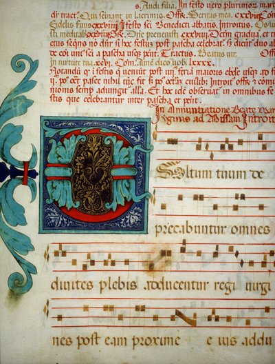 Page illuminée avec un code de chants grégoriens - Unknown artist