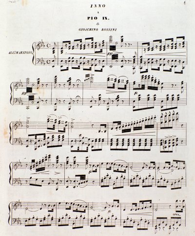 Page de partition musicale Hymne populaire pour Pie IX par Gioacchino Rossini - Unknown artist