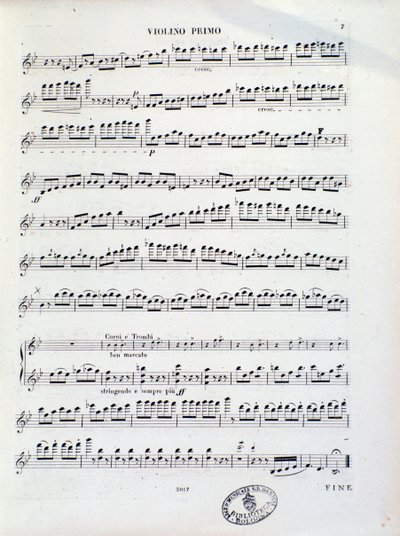 Page de partition musicale du premier violon de l