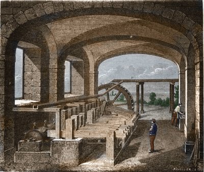 Fabrication du papier au XIXe siècle. - Unknown artist