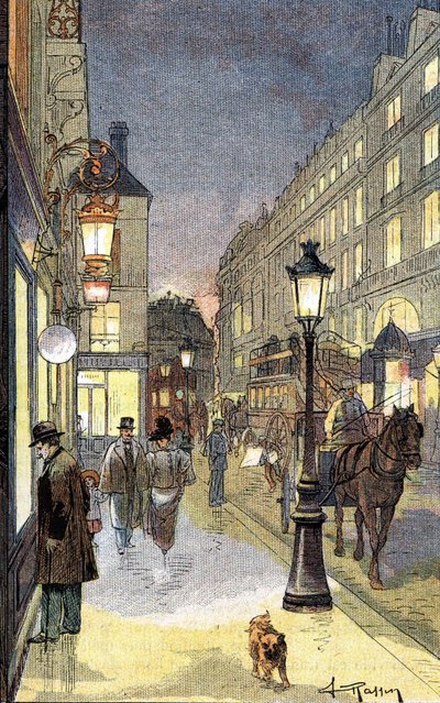 Paris la nuit, illustration fin XIXe siècle - Unknown artist