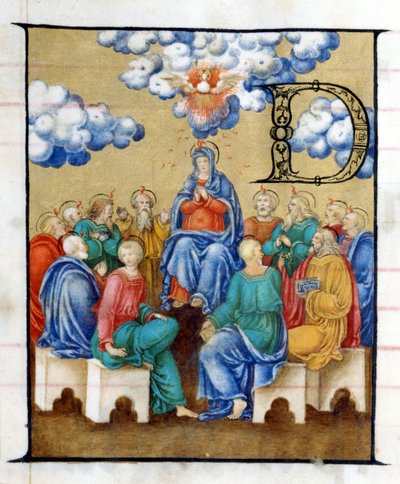 Pentecôte - descente du Saint-Esprit. Miniature du XVe siècle. Chiesa dell