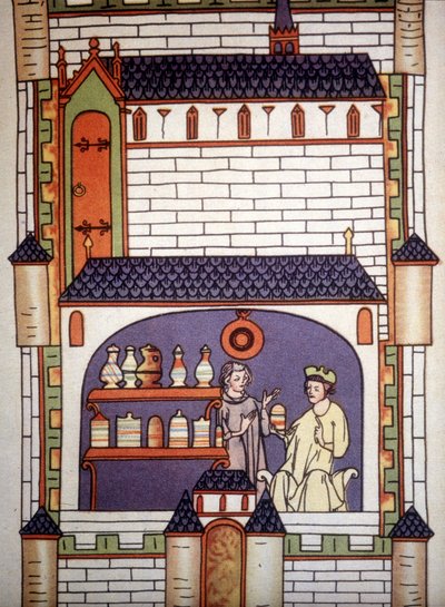 Pharmacie dans une abbaye au 13e siècle - dans « Chirurgie » de Ruggero di Salerno - Unknown artist