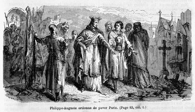 Philippe Auguste ordonne de paver Paris au 12ème siècle (gravure) - Unknown artist