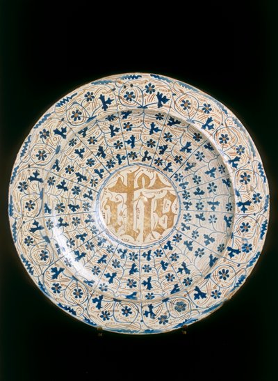 Assiette avec monogramme cristallisé, manufacture de Valence - Unknown artist