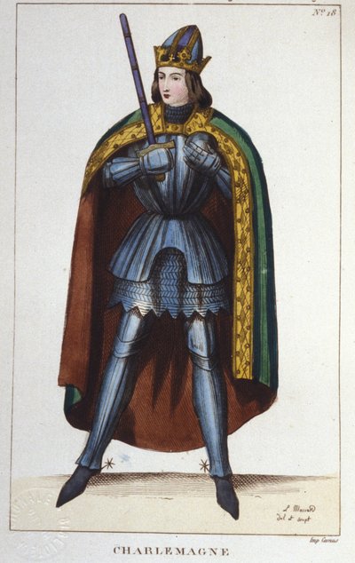 Portrait de Charlemagne ou Charles Ier le Grand (742 - 814) roi des Francs (gravure de 1830) - Unknown artist