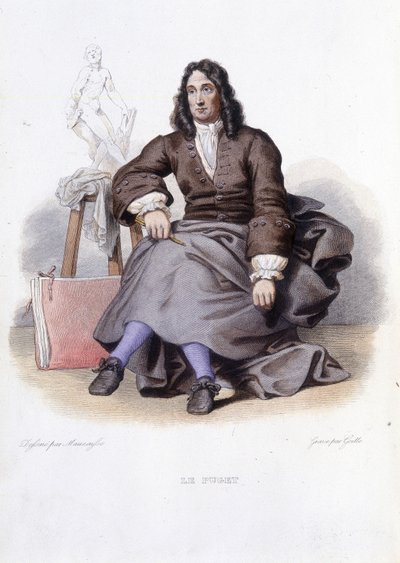 Portrait de Le Puget (Pierre Puget) sculpteur, peintre et architecte français (1620-1694) - dans éd. Mennechet, "Le Plutarque français" - Unknown artist