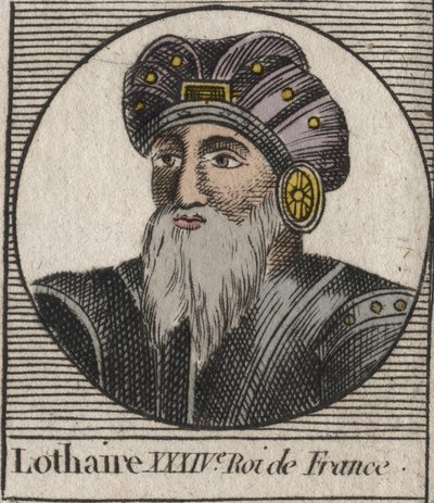 Portrait de Lothaire (941-986), Roi des Francs - Lothaire (941-986) Roi de France - gravure de "Instruction sur l